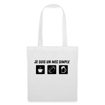 Je suis un mec simple - rugby - idée cadeau - Sac en tissu - blanc - Devant