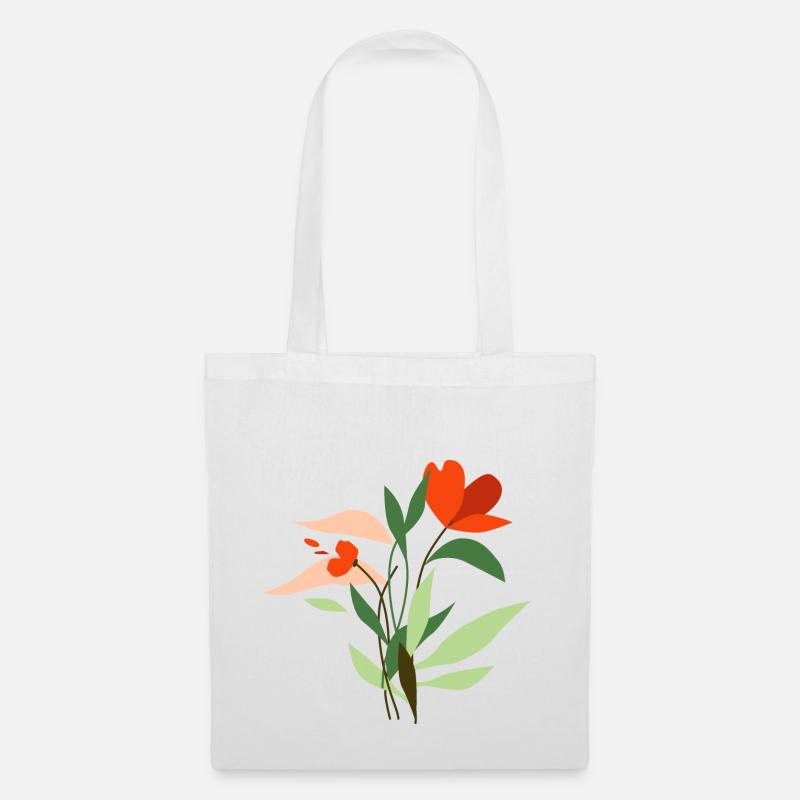 florale Illustration - Stoffbeutel - Weiß