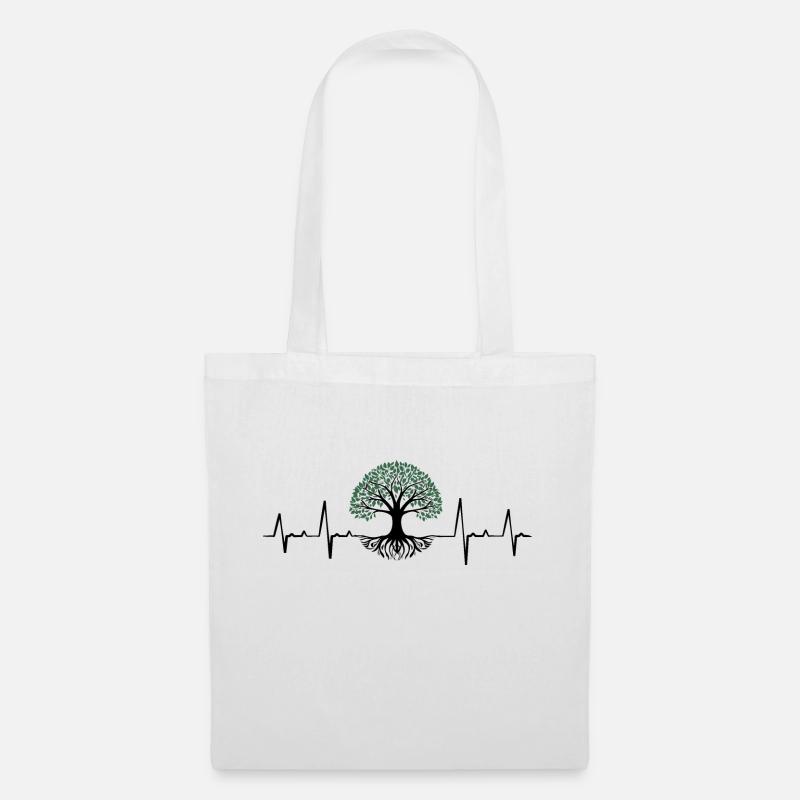 Herzschlag Design mit ein Baum - Stoffbeutel - Weiß