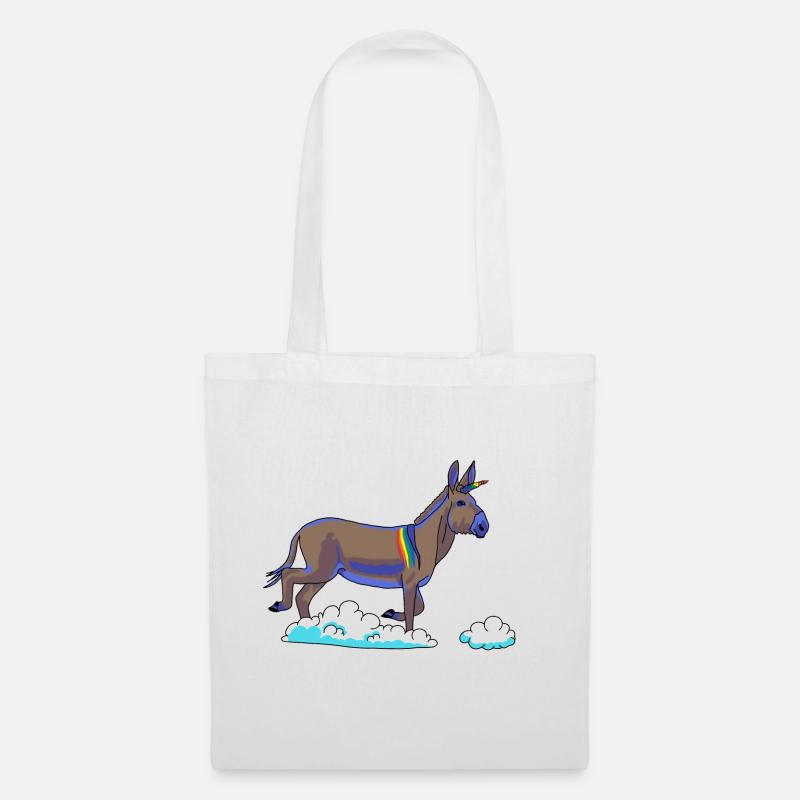 Rainbow Unicorn on Clouds - Tote Bag - white