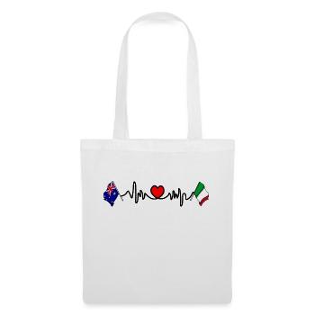Cardio cardiaque avec drapeau Australie, drapeau Italie - Sac en tissu - blanc - Devant