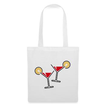 2 Cocktailgläser / Cocktail / Martini + (Rot) - Stoffbeutel - Weiß - Vorne