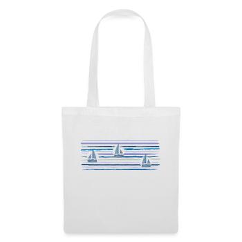 Bateaux Sur la Mer Traits Bleus - Sac en tissu - blanc - Devant
