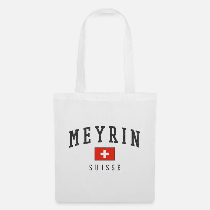 Meyrin Schweiz Flaggenbogen - Stoffbeutel - Weiß