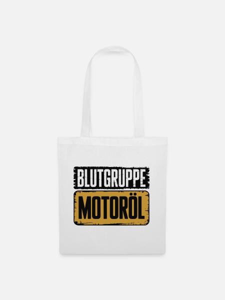 Blutgruppe Motoröl Schrauber Design - Stoffbeutel - Weiß