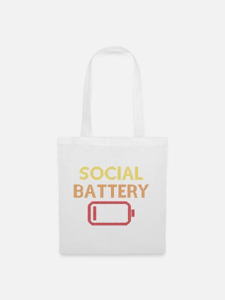 Social Battery Low - Stoffbeutel - Weiß