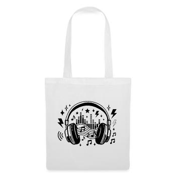 Musique, casques, Ondes sonores graphiques, Amateur de musique - Sac en tissu - blanc - Devant
