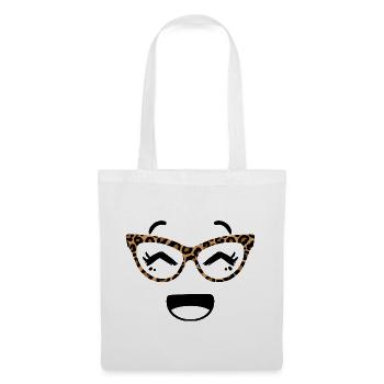 Cute Face In Kawaii Style With Leopard Goggles - Tote Bag - white - Front