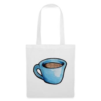 Blaue Aquarell Kaffeetasse - Stoffbeutel - Weiß - Vorne