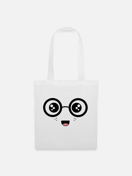 Nerdy Face - Stoffbeutel - Weiß