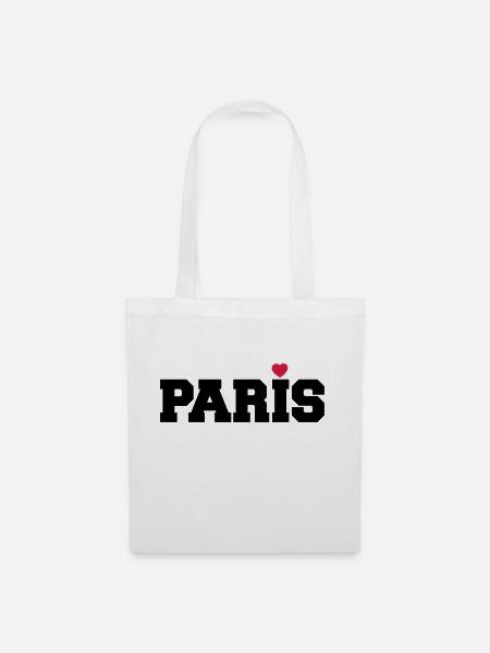 Paris Herz Frankreich Liebe Geschenk - Stoffbeutel - Weiß