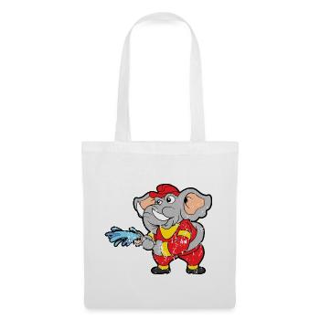 Retro Vintage Grunge Style Feuerwehrmann Elefant - Stoffbeutel - Weiß - Vorne