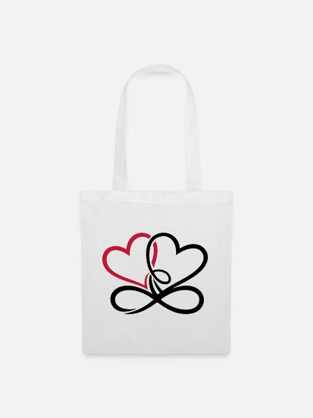 Zwei Herzen Infinite Love Unendliche Liebe - Stoffbeutel - Weiß
