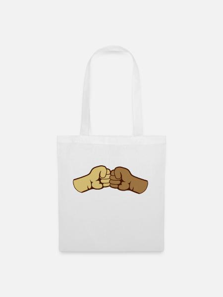 2 Bro Fist BLM Fäuste Freunde Team Begrüßung - Stoffbeutel - Weiß