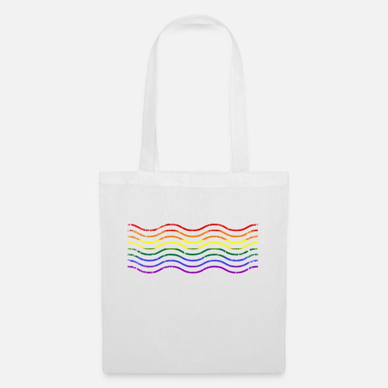 Regenbogenfarben Wellen LGBTQ - Stoffbeutel - Weiß
