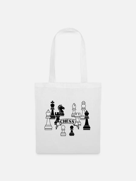 Schachfiguren Schach - Stoffbeutel - Weiß