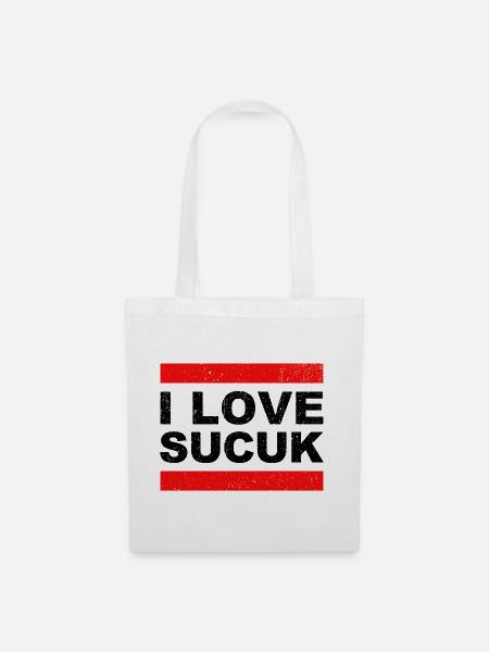 I Love Sucuk Türkische Wurst Knoblauch Lecker Food - Stoffbeutel - Weiß