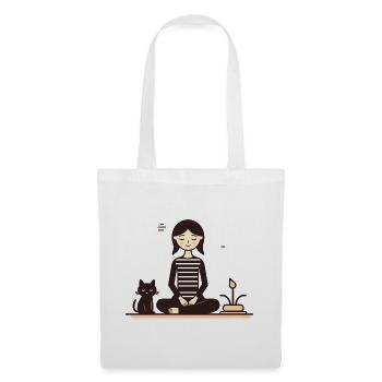 Relaxing with a cat - Tote Bag - white - Front