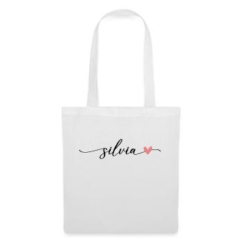 Silvia nom calligraphie police - Sac en tissu - blanc - Devant