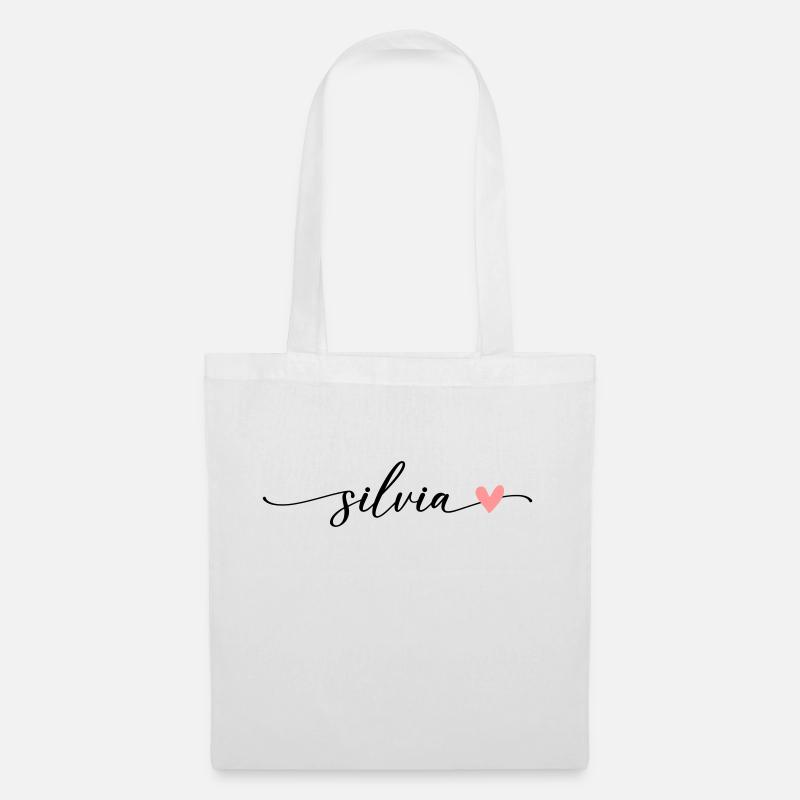 Silvia Name Kalligrafie Schrift - Stoffbeutel - Weiß