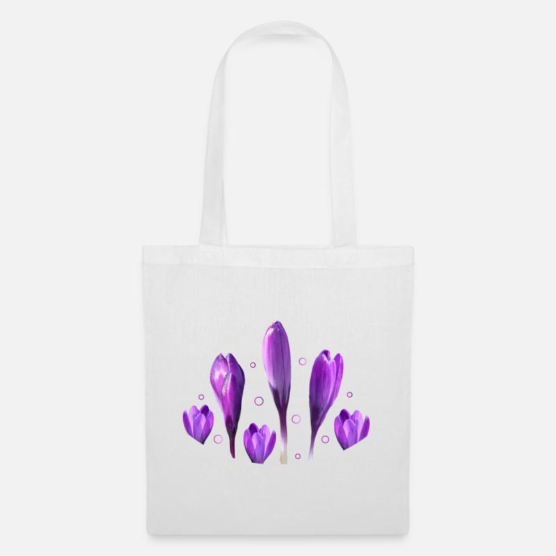 Krokusse Frühling Frühlingsboten - Stoffbeutel - Weiß