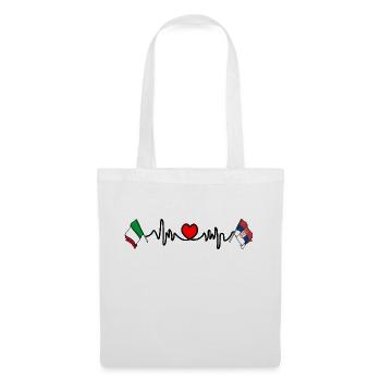 Cardio-Herz mit Flagge Italien, Serbien - Stoffbeutel - Weiß - Vorne