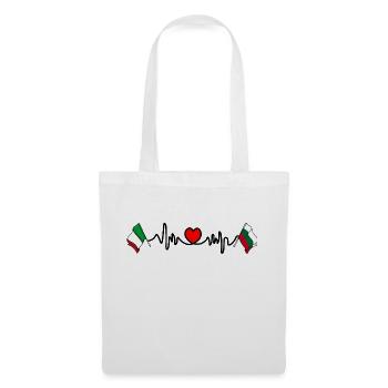 Cardio cardiaque avec drapeau Italie, Bulgarie - Sac en tissu - blanc - Devant