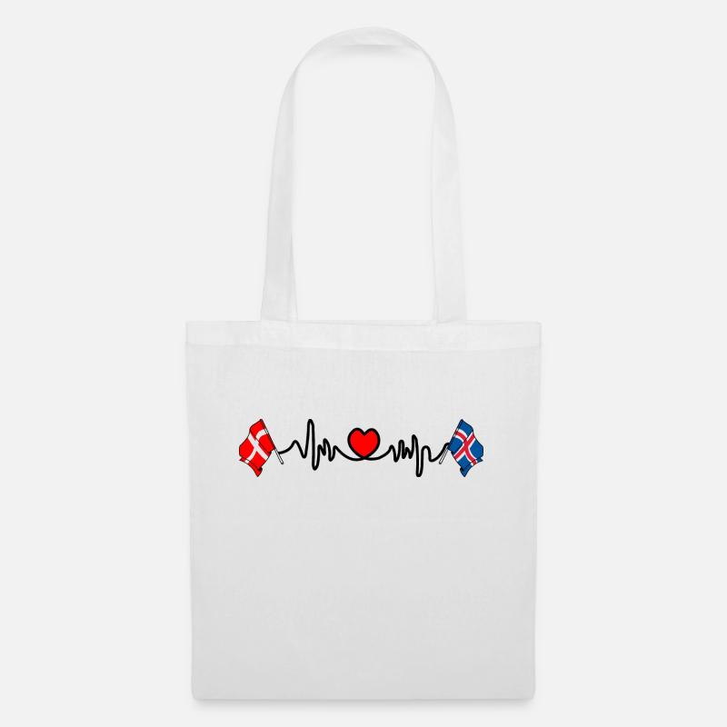Cardio hjerte Flag Danmark flag Island - Mulepose - hvid