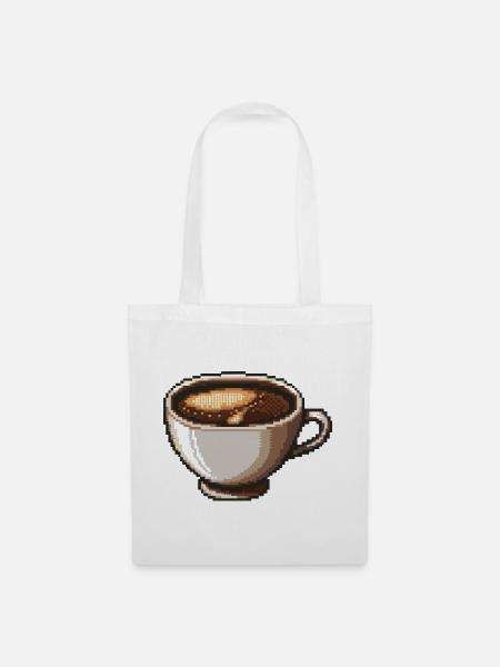 PixelKaffee Kaffeetasse Kunst - Stoffbeutel - Weiß