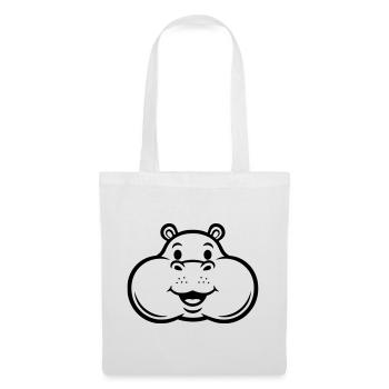 Laughing Hippo Head Face Comic Vector - Tote Bag - white - Front