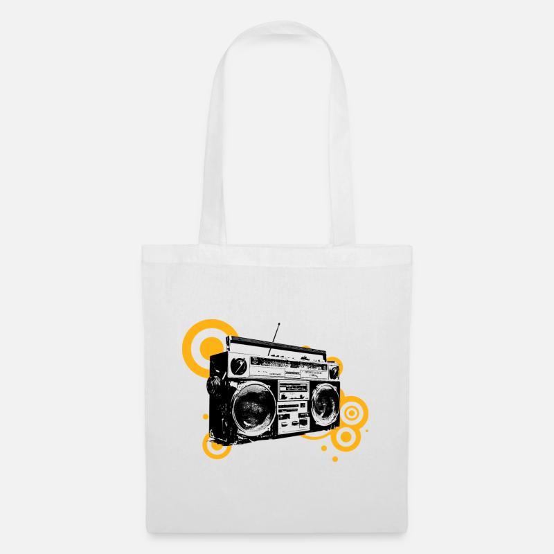Boombox Retro Pop Art - Stoffbeutel - Weiß