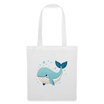 Blue Whale with Bubbles - Tote Bag - white - Front