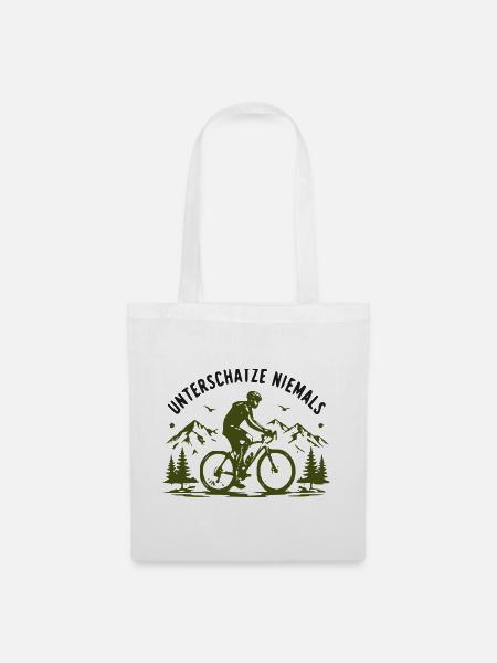 Mountainbikeabenteuer Waldlandschaft - Stoffbeutel - Weiß