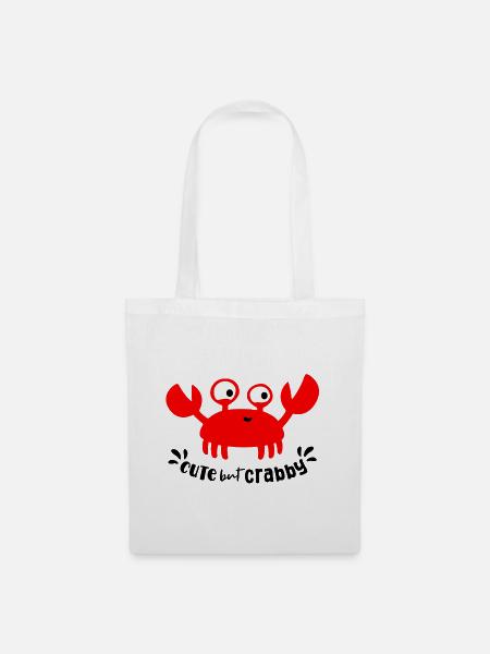 süßer Krebs cute but crabby - Stoffbeutel - Weiß