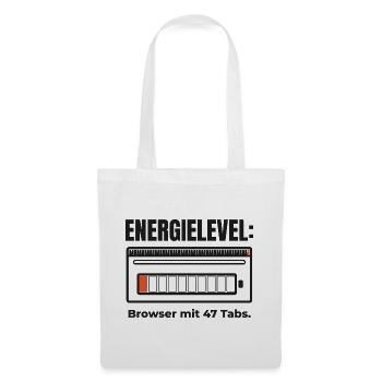 Energielevel: Browser mit 47 Tabs – Shirt - Stoffbeutel - Weiß - Vorne