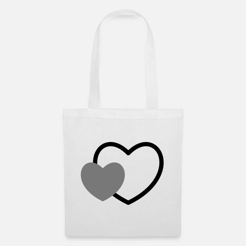Herz im Herz I 2 Herzen Liebe Geschenk - Stoffbeutel - Weiß