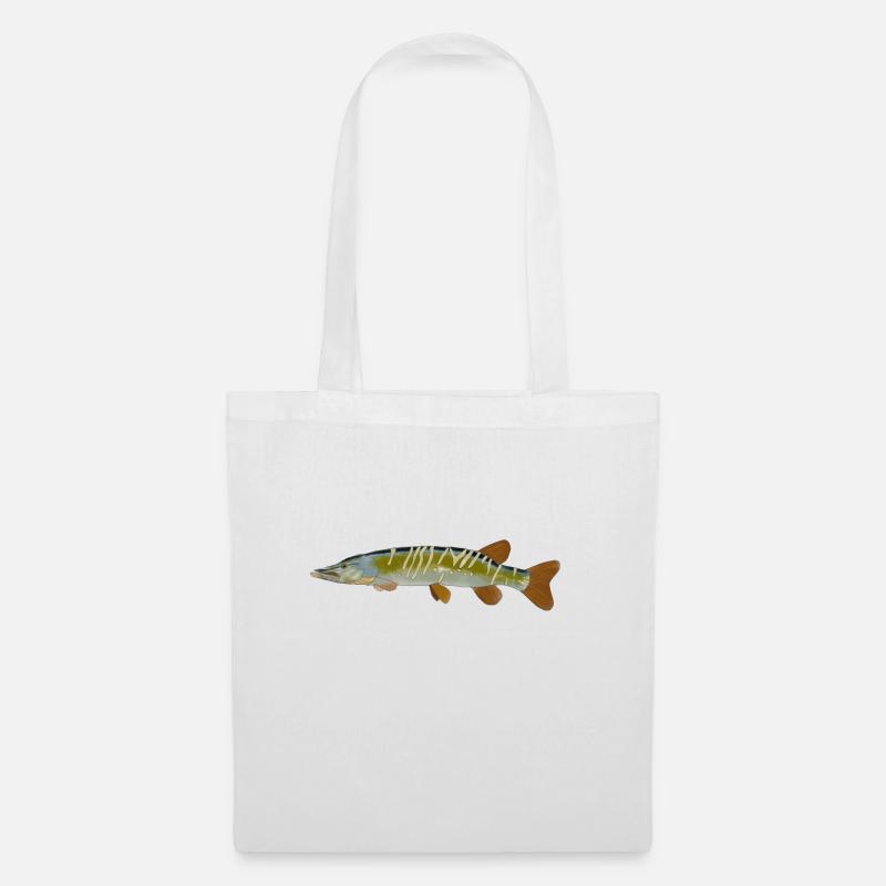 Pike fish design logo fish pike graphic image - Tote Bag - white