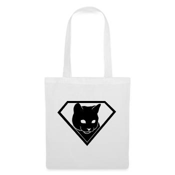 Superheld Katze im Schild | Supercat Emblem - Stoffbeutel - Weiß - Vorne