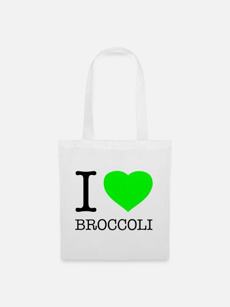 I LOVE BROCCOLI Brokkoli Gemüse - Stoffbeutel - Weiß