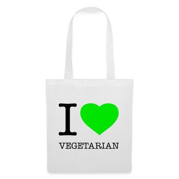 I LOVE VEGETARIAN Vegetarisch Vegetarier - Stoffbeutel - Weiß - Vorne