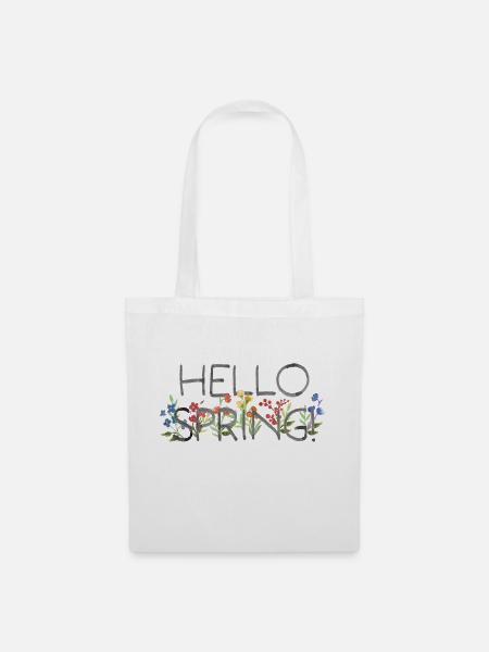 Hello Spring - Stoffbeutel - Weiß