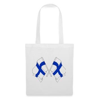 Deux drapeaux de la Finlande croisés - Sac en tissu - blanc - Devant