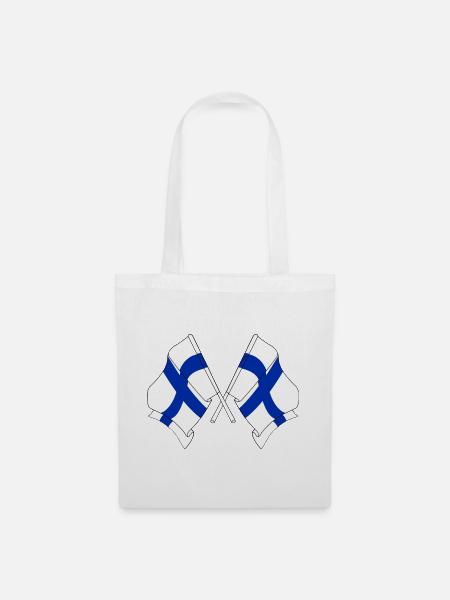 Deux drapeaux de la Finlande croisés - Sac en tissu - blanc