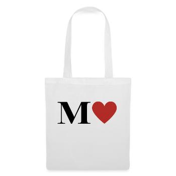 Lettre m cœur rouge - Sac en tissu - blanc - Devant