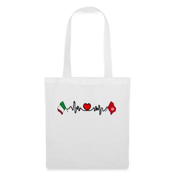 Cardio Cœur avec Drapeau Italie, Tunisie - Sac en tissu - blanc - Devant