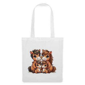 Horse Family Mother And Father With Two Children - Tote Bag - white - Front