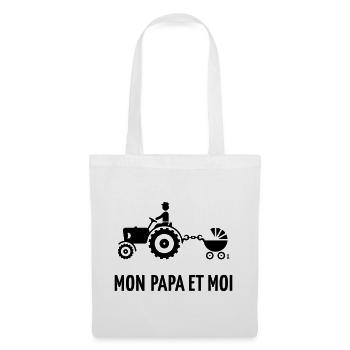 Mon Papa Et Moi (Paysan / Tracteur / Landau / B) - Sac en tissu - blanc - Devant
