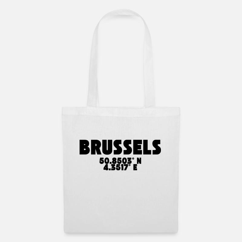 Brussels - Brüssel / T Shirt Design mit Koordinate - Stoffbeutel - Weiß
