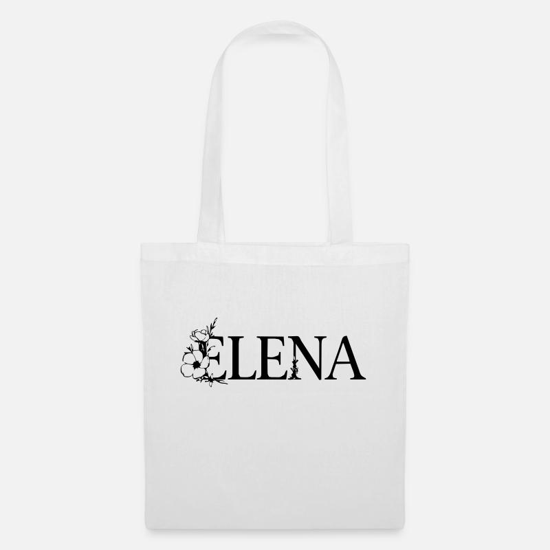 Elena | Nom avec fleur (vectorgraphique) - Sac en tissu - blanc