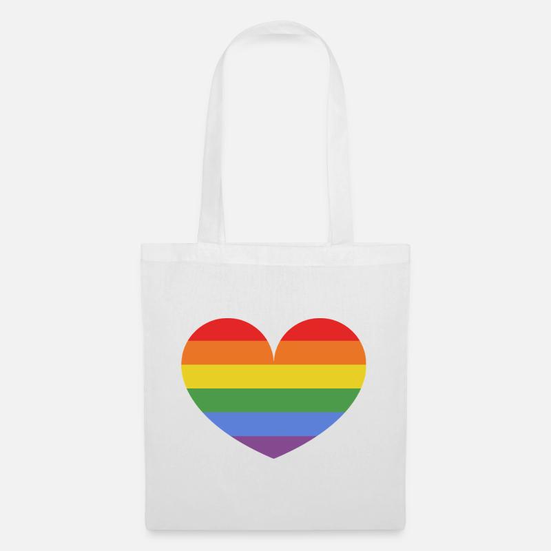 Regenbogenherz - Stoffbeutel - Weiß